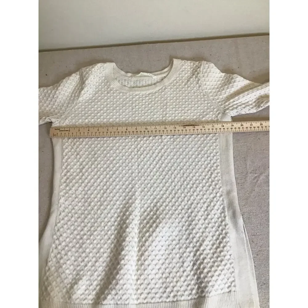 Athleta Honeycomb Cream Color Sweater Cozy Tunic, merino wool blend Sz Medium